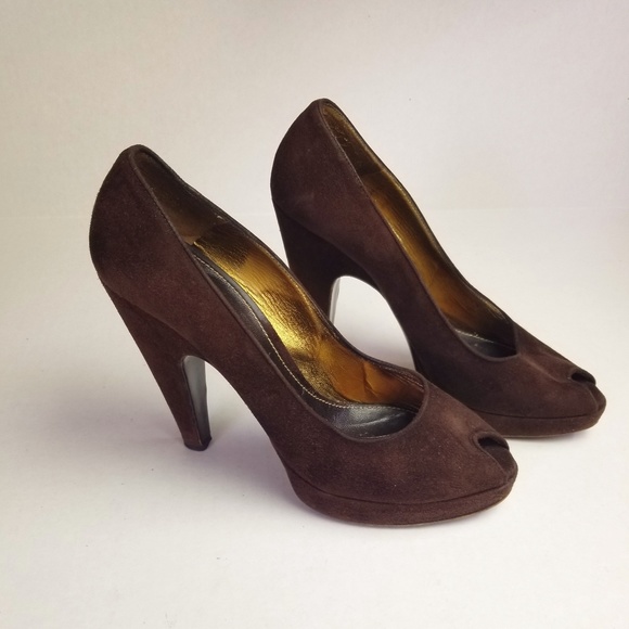 Vintage Prada Brown Suede Open Toe Shoes H… - Picture 4 of 8